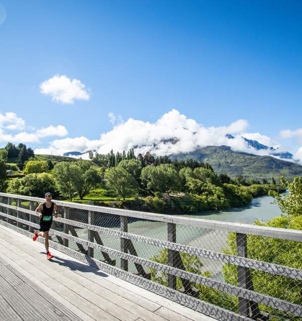 Queenstown Marathon Runner on the Lower Shotover Bridge