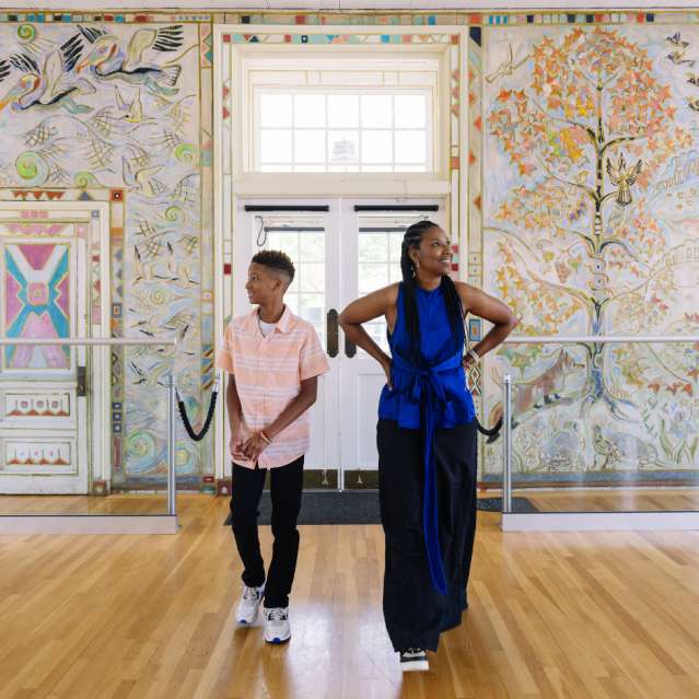 Interior of Walter Anderson Museum of Art with Mom and son.