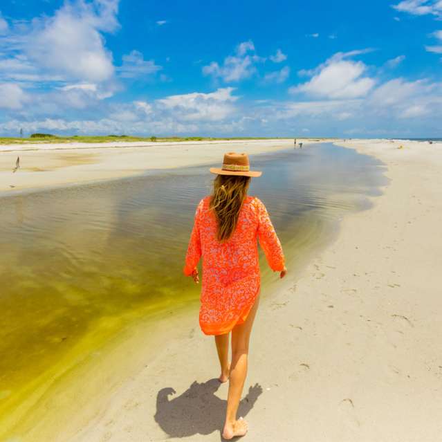 Woman Walking Beach