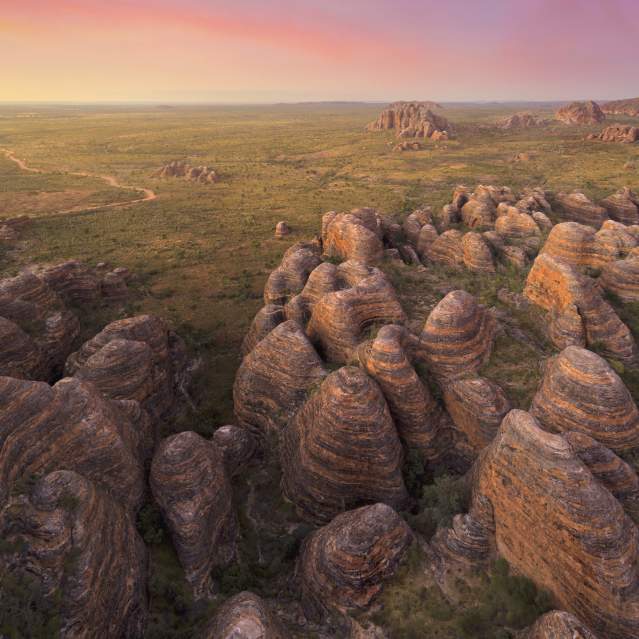 Aerial view of the Bungles at sunrise