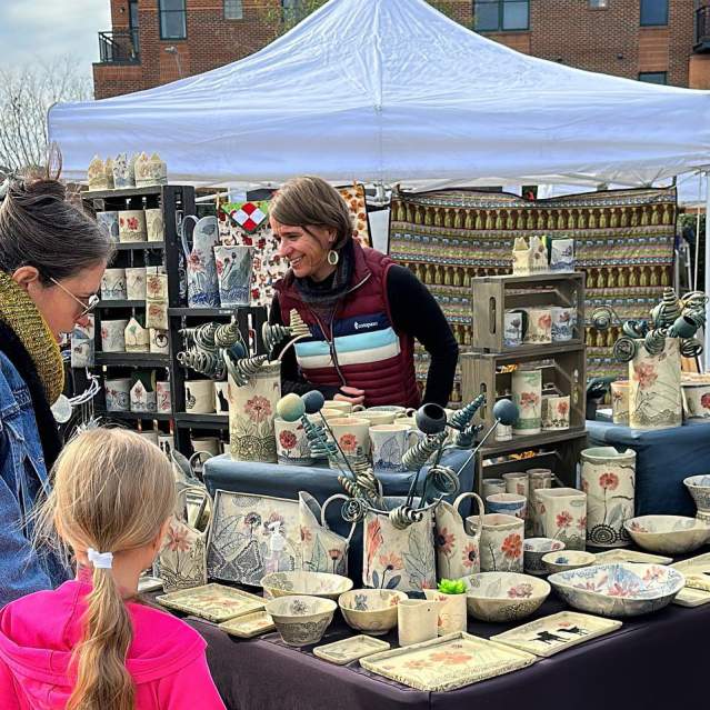 Pottery vendor at Arts on Market in Southern Village