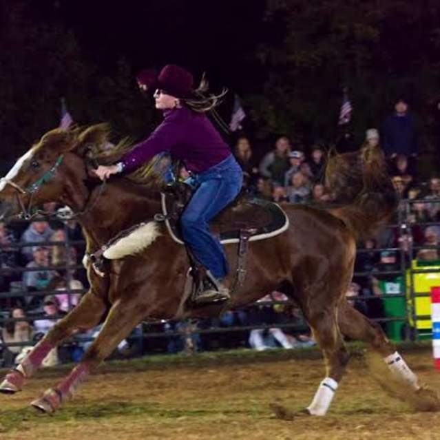 Horse and Rider Participating in the Efland Ruritan Pro Rodeo