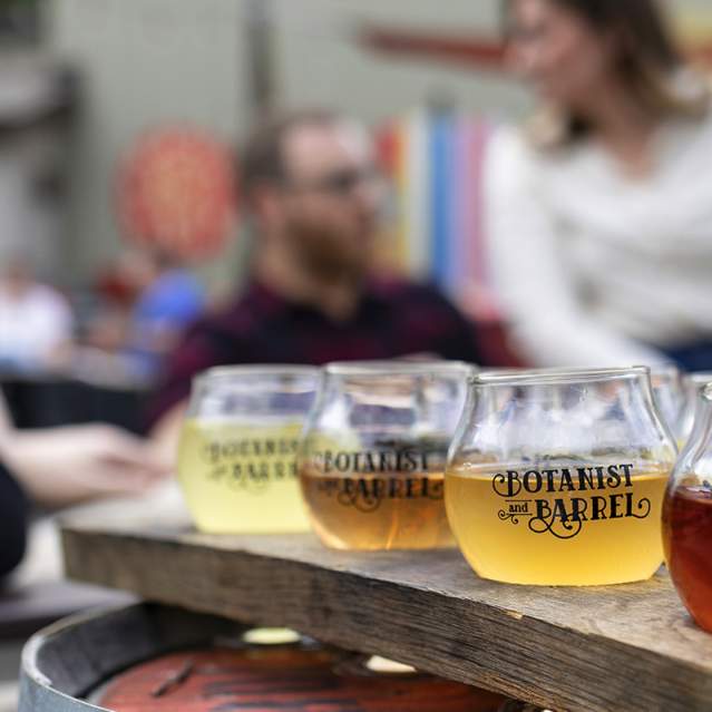 Flight of Cider Samples from Botanist and Barrel