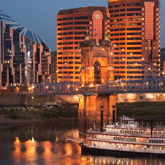 Covington Riverfront at night