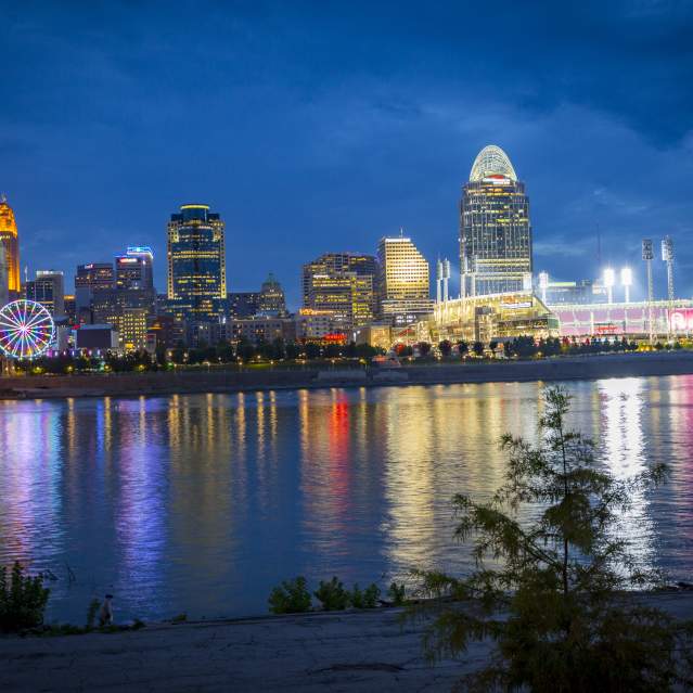 View of downtown Cincinnati at nighttime