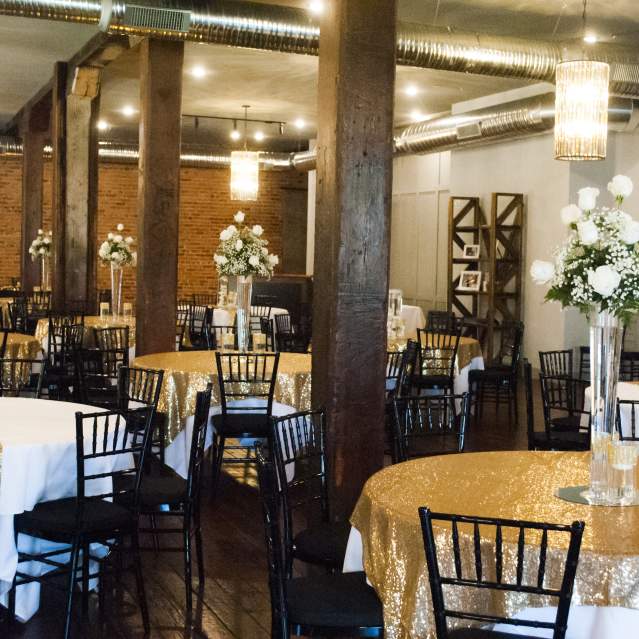 Wedding venue with white roses