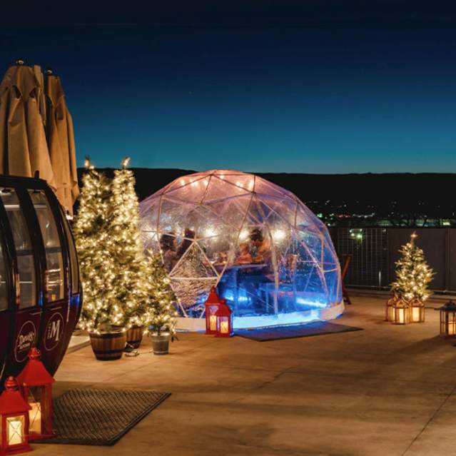 People Dining on Patio of Devil's Kitchen