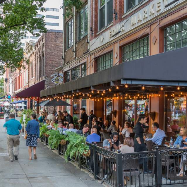 Knoxville's downtown cafes are thriving with a robust range of clientele and outdoor seating