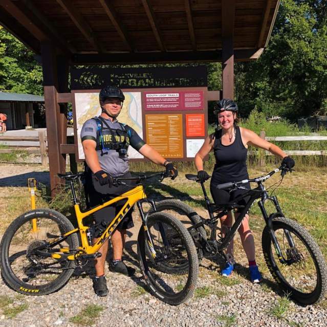 Mountain Bikers at the Quarry Trails at Ijams Nature Center