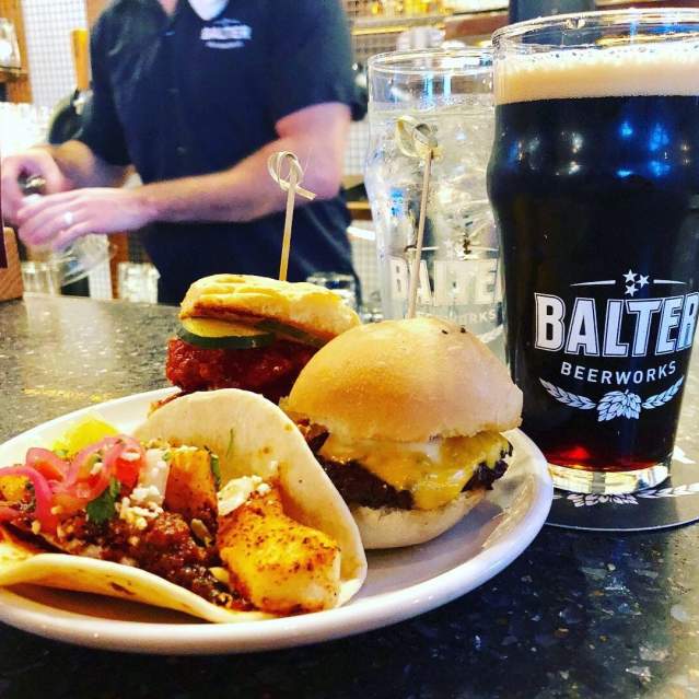 Happy hour sliders, tacos and beer at Balter Beerworks
