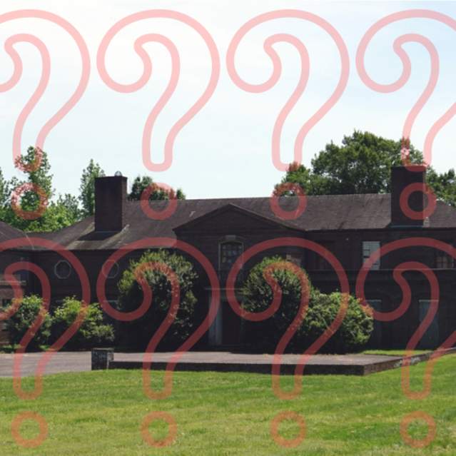 Exterior of Eugenia Williams House in Knoxville Tennessee with a question mark watermark
