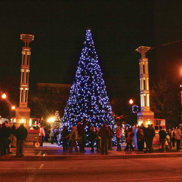 Tree with blue lights