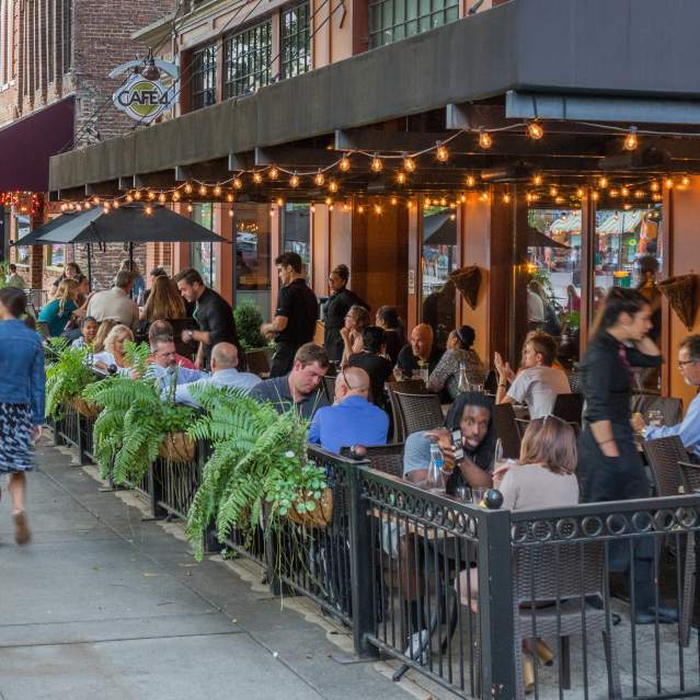 Knoxville's downtown cafes are thriving with a robust range of clientele and outdoor seating