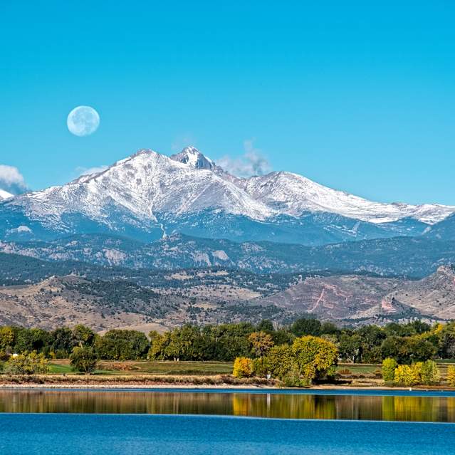 Long's Peak and moonrise