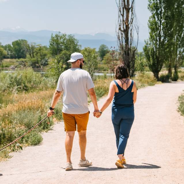 Couple walking at Golden Ponds