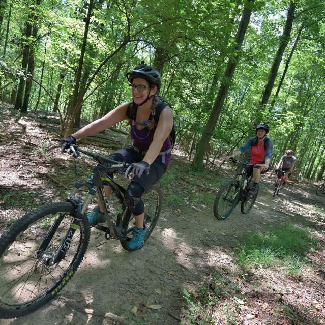 Mountain bikers enjoying a ride with BAMBA