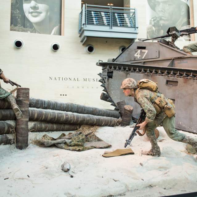 Statues of men in a battle scene at the National Museum of the Marine Corps