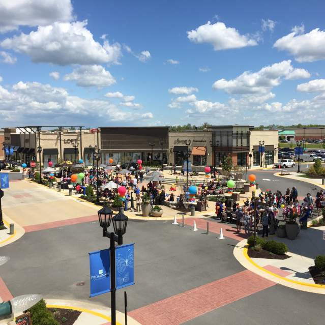aerial view of Virginia Gateway with crowds of people