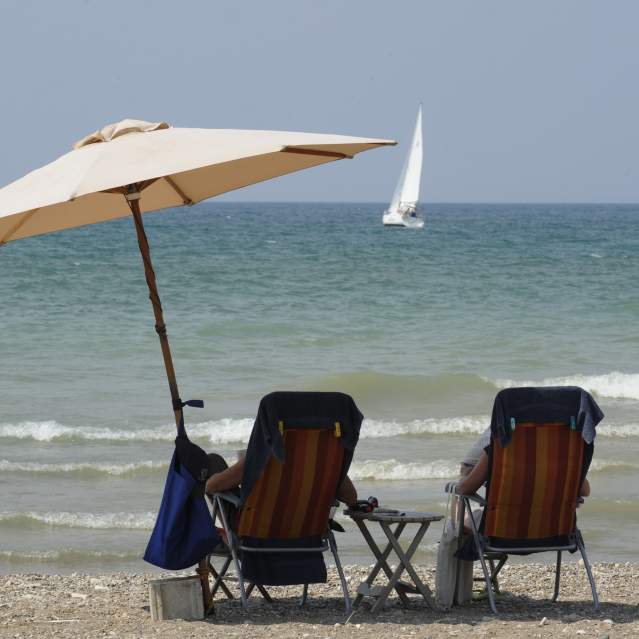 beach chairs on sand