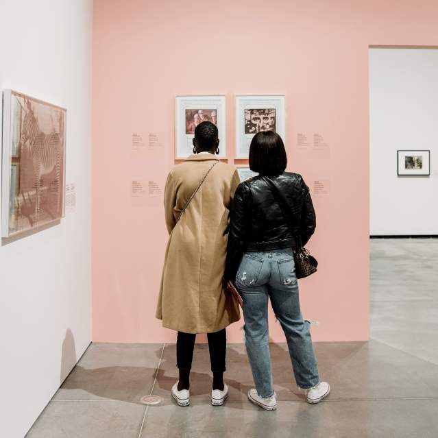 two women in art gallery