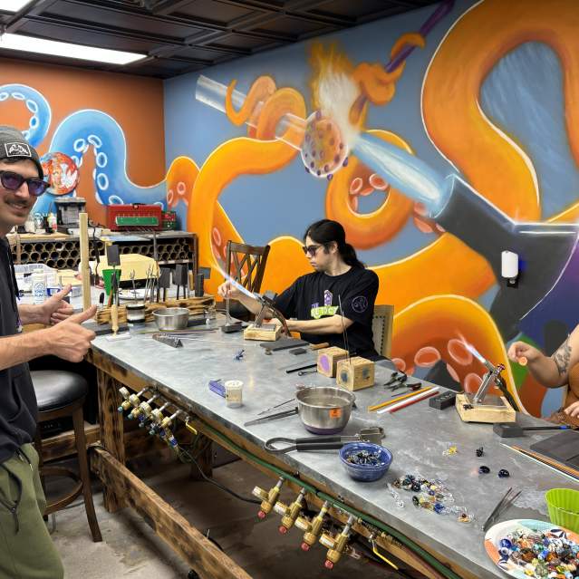 1 Hr Hot Glass: Make your own Pendant! Class at Visualize Art Studio