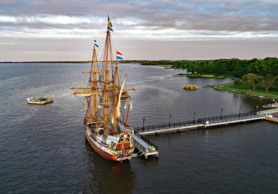 Kalmar Nyckel Docked in Historic New Castle