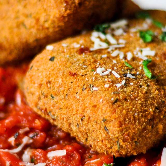 A gourmet appetizer of fried cheese is served on marinara sauce at the Boiling Springs Tavern.