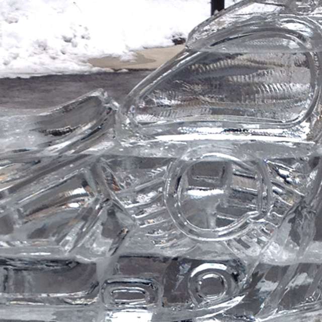 Motorcycle ice sculpture at the Carlisle Ice Festival