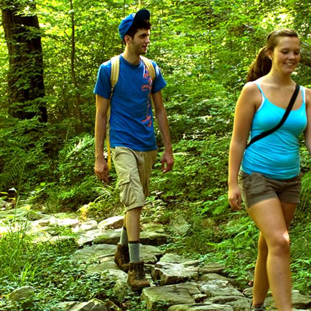 Two people hiking at Colonel Denning State Park