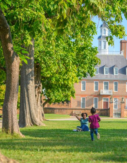Family on the Governor's Palace Lawn