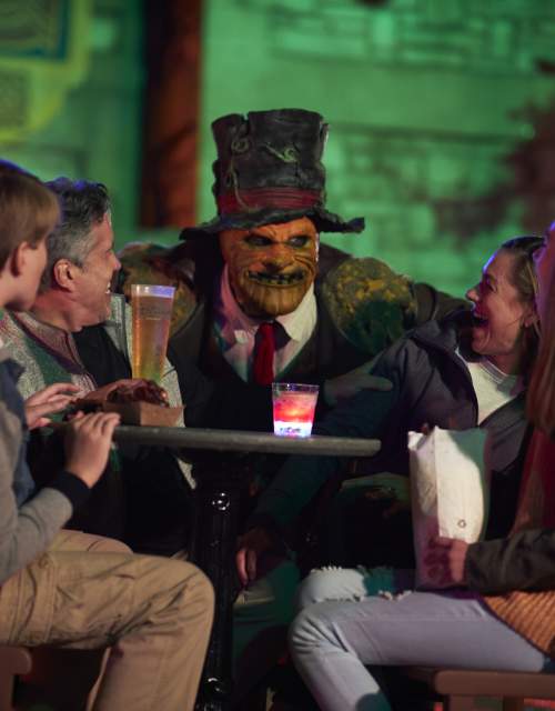 Busch Gardens Halloween character scaring family