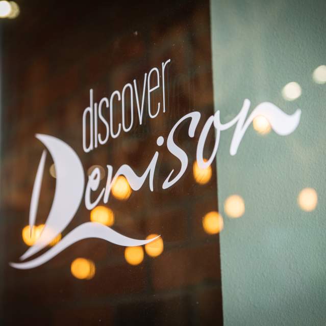 Discover Denison logo on Visitor Center Front Door