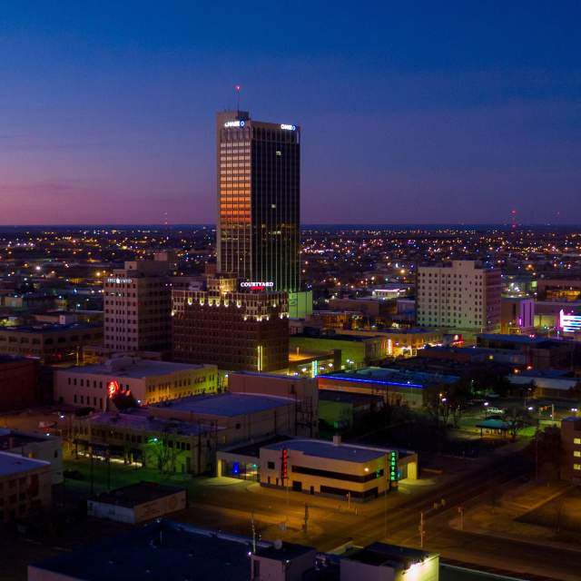 amarillo, texas city skyline at night