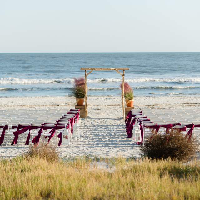 Beach wedding setup