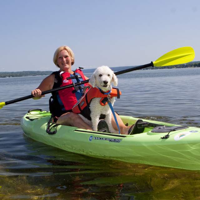 Kayaker with dog