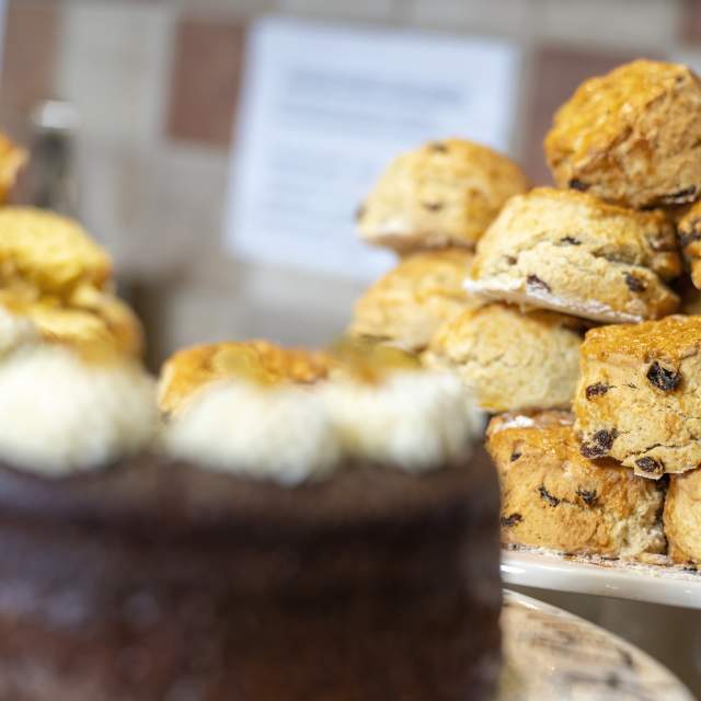 Scones and chocolate cake at the Aston Pottery Cafe