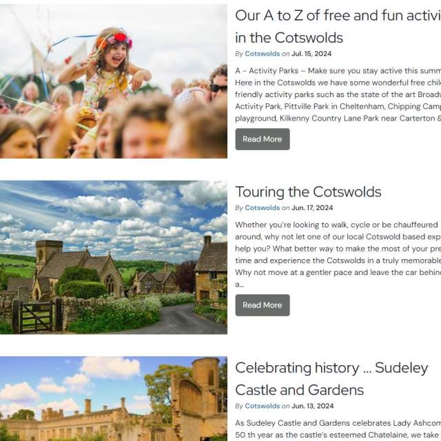 A screenshot of the blogs section of Cotswolds.com