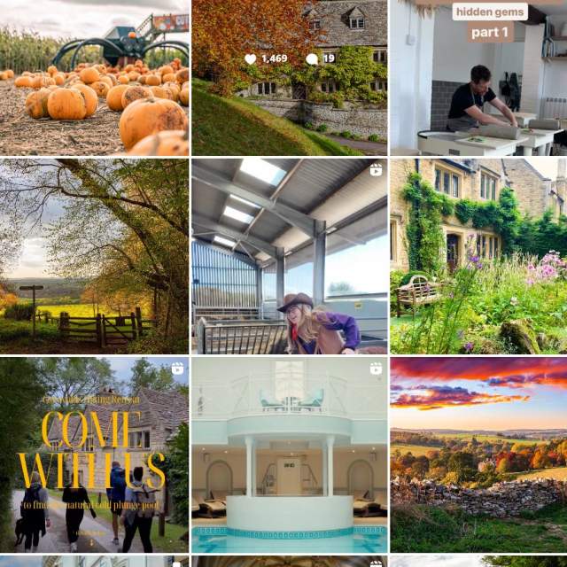 A selection of images showing on the Cotswolds Instagram feed