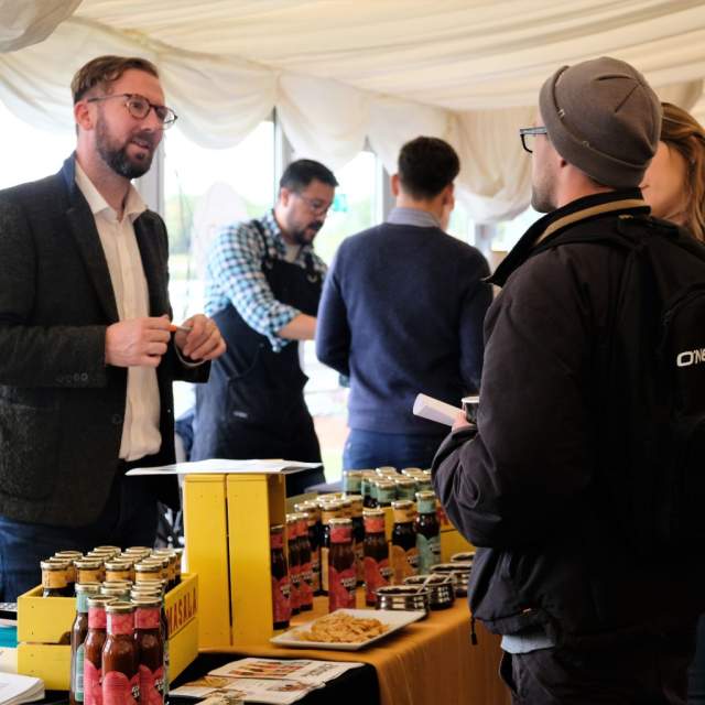 People talking at Coventry & Warwickshire Food and Drink Showcase