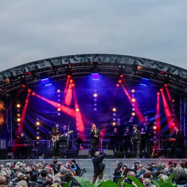Sidmouth Jazz Fest photo of a stage with performance going on