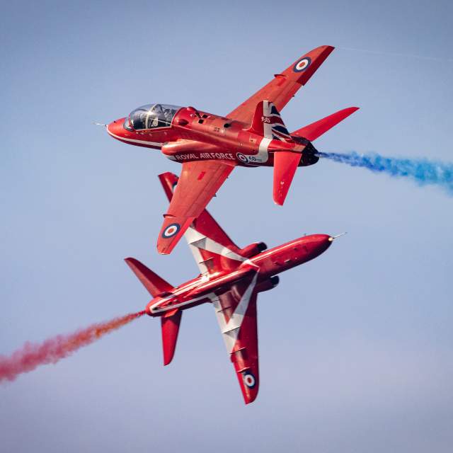 The Red Arrows performing at Sidmouth Air Show
