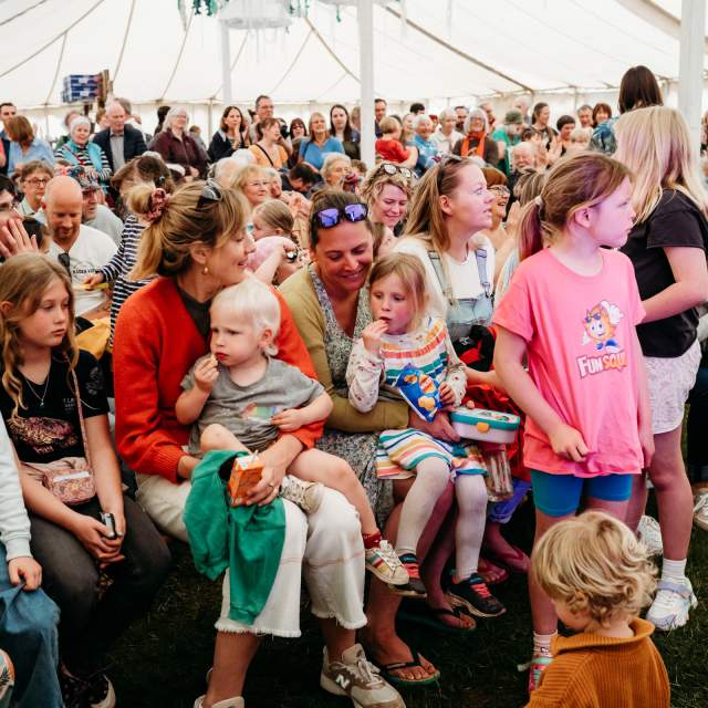 families in Festival tent during Sidmouth Sea Fest