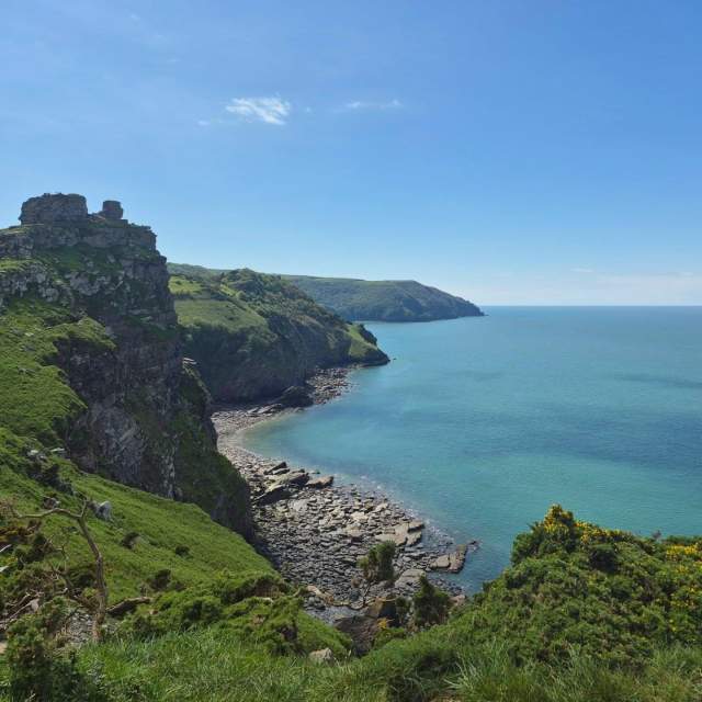 north devon coast under blue sky