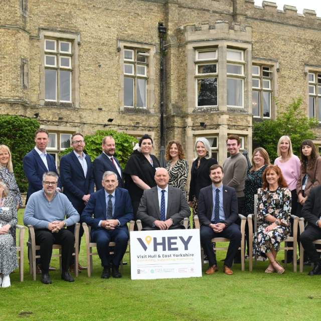 The Visit Hull and East Yorkshire Local Visitor Economy Partnership Board gathered together in front of Cave Castle Hotel