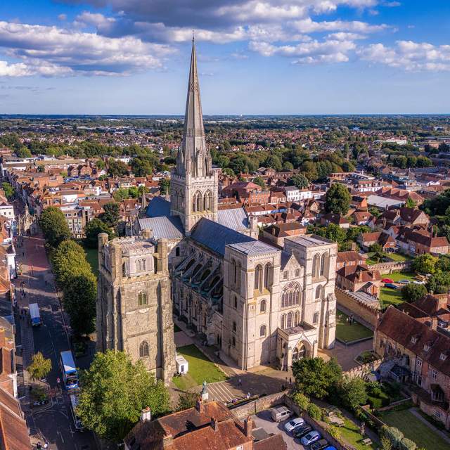 A drone view of Chichester Cathedral