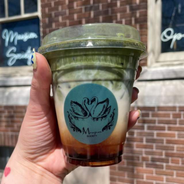 Mango # 5 Latte - Mango Passionfruit syrup, mango & matcha