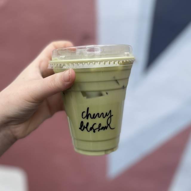 Cherry Blossom Matcha Latte