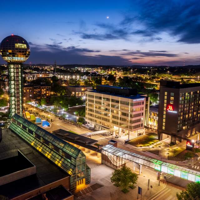 Night Skyline Sunsphere Marriott The Tennessean at World's Fair Park