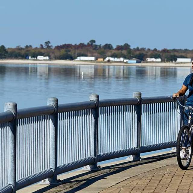 Biking along Lakefront Promenade