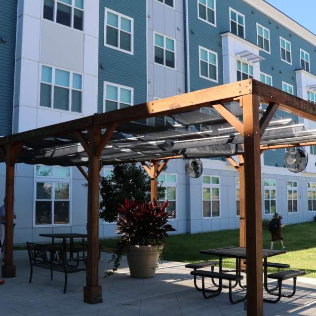 pergola near apartments